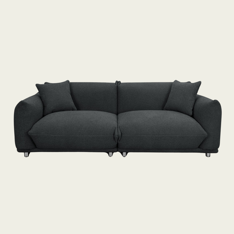 Oversized Loveseat | Black sherpa upholstery | Solid Wood Frame | Metal Legs | 2 Matching Pillows