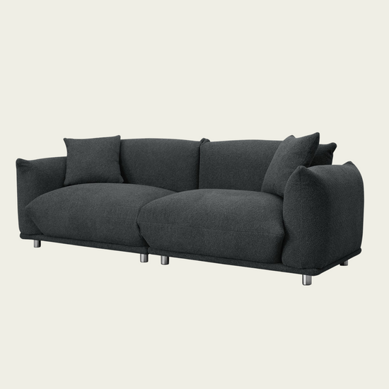 Oversized Loveseat | Black sherpa upholstery | Solid Wood Frame | Metal Legs | 2 Matching Pillows