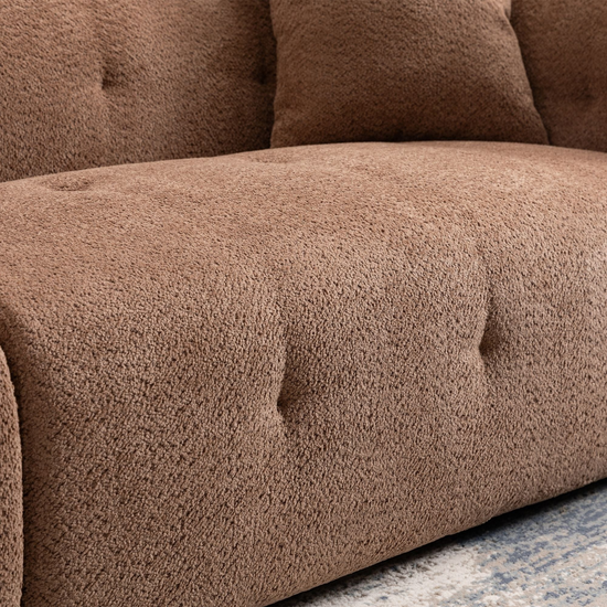 Retro L-shaped button tufted sofa | Soft brown upholstery | angular armrest 