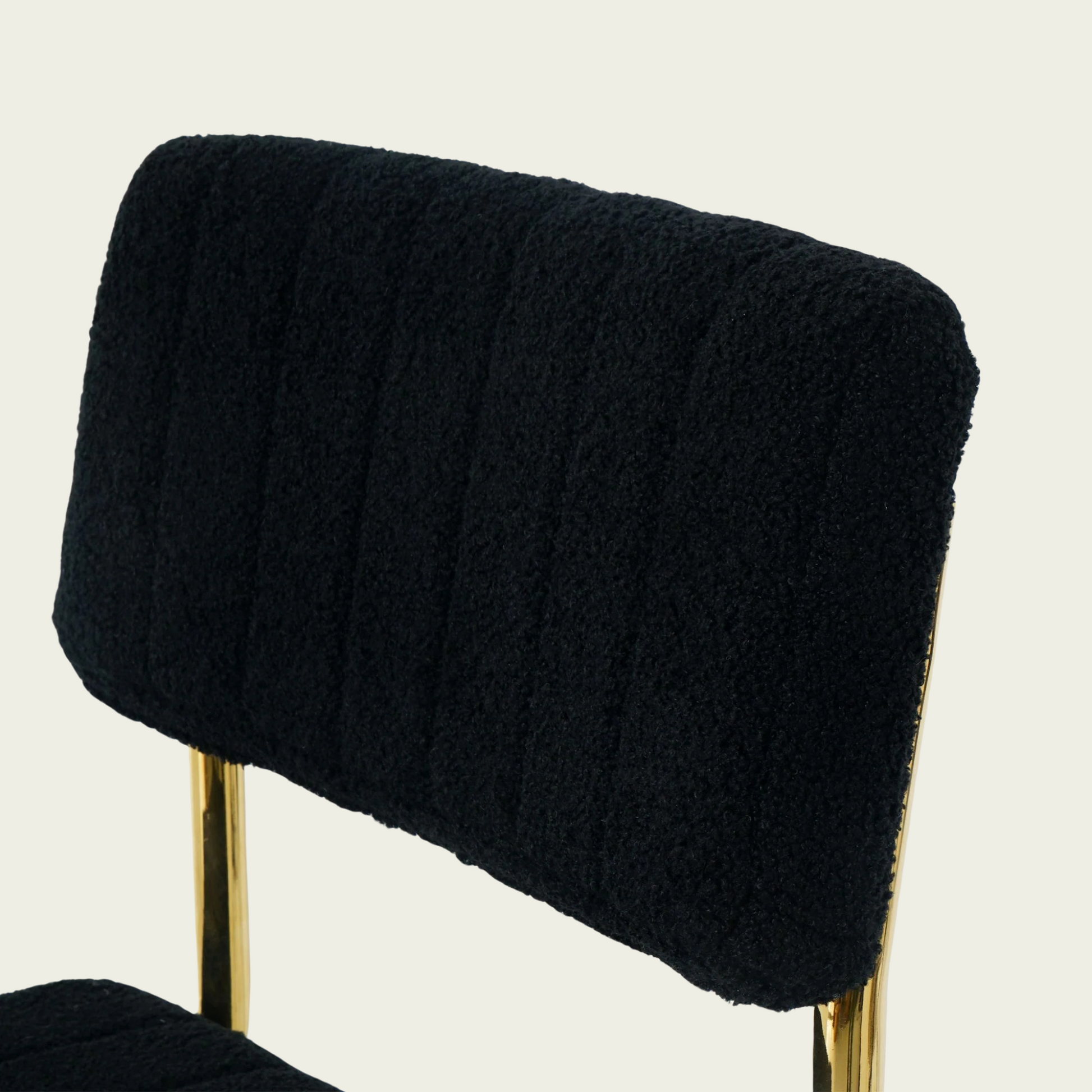 Retro cantilever chair | Black flannel upholstery |Gold metal frame