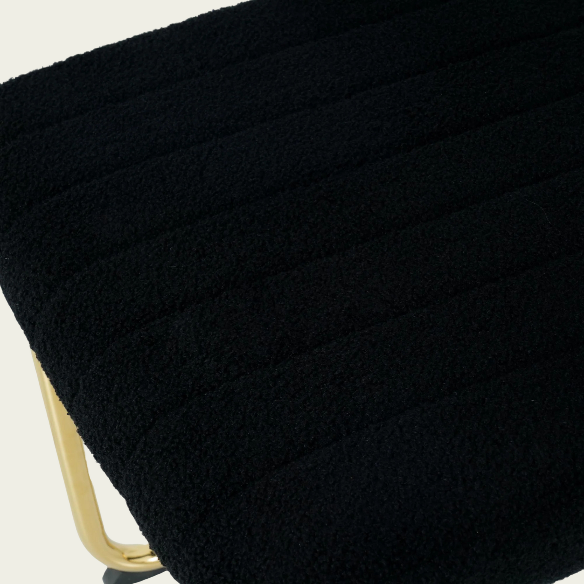 Retro cantilever chair | Black flannel upholstery |Gold metal frame