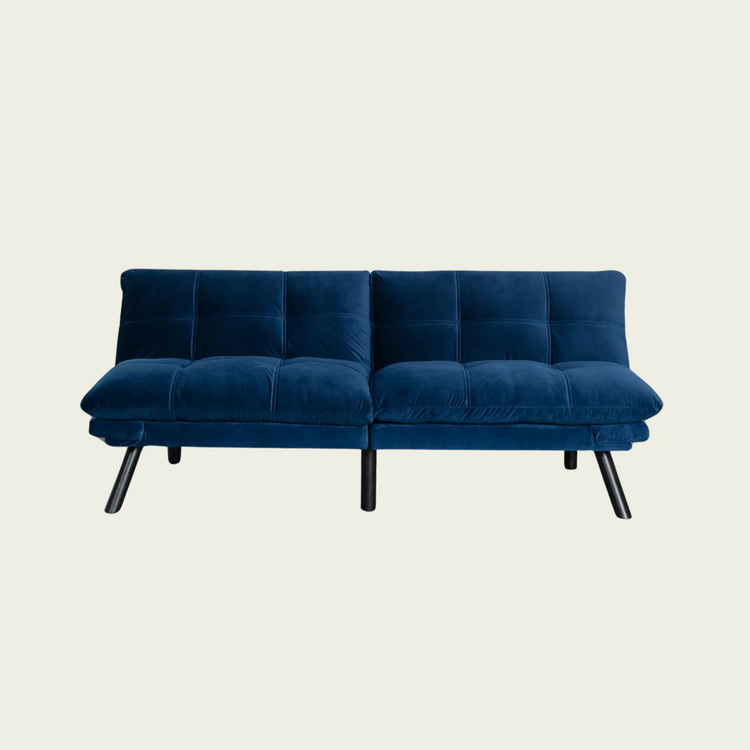 Retro folding backrest armless couch| Tufted Pillow backrest & seat cushions| Black velvet