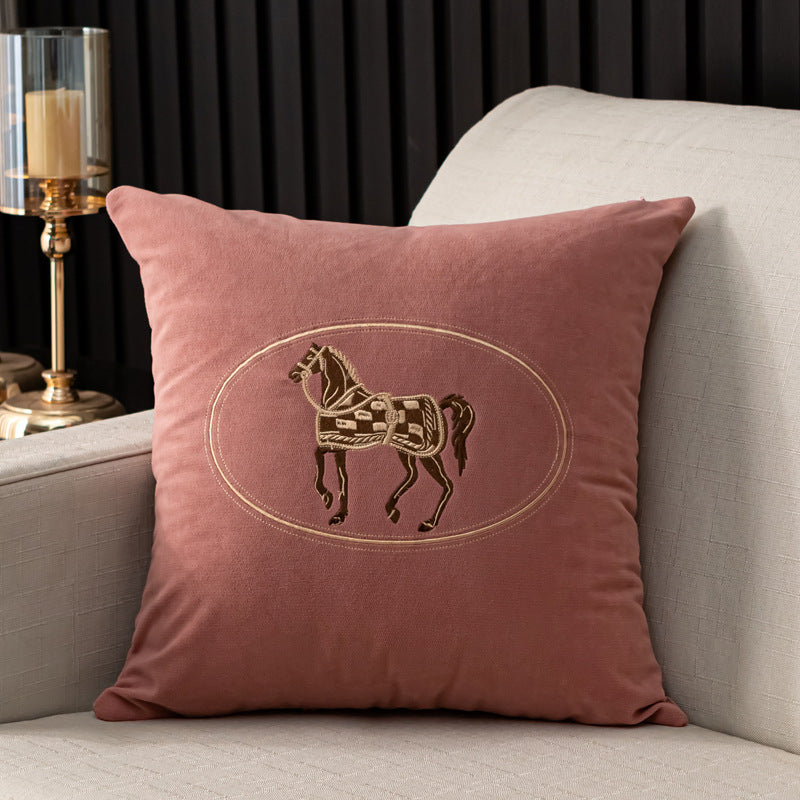 Cushion Cover Pillow case - embroidered Horse