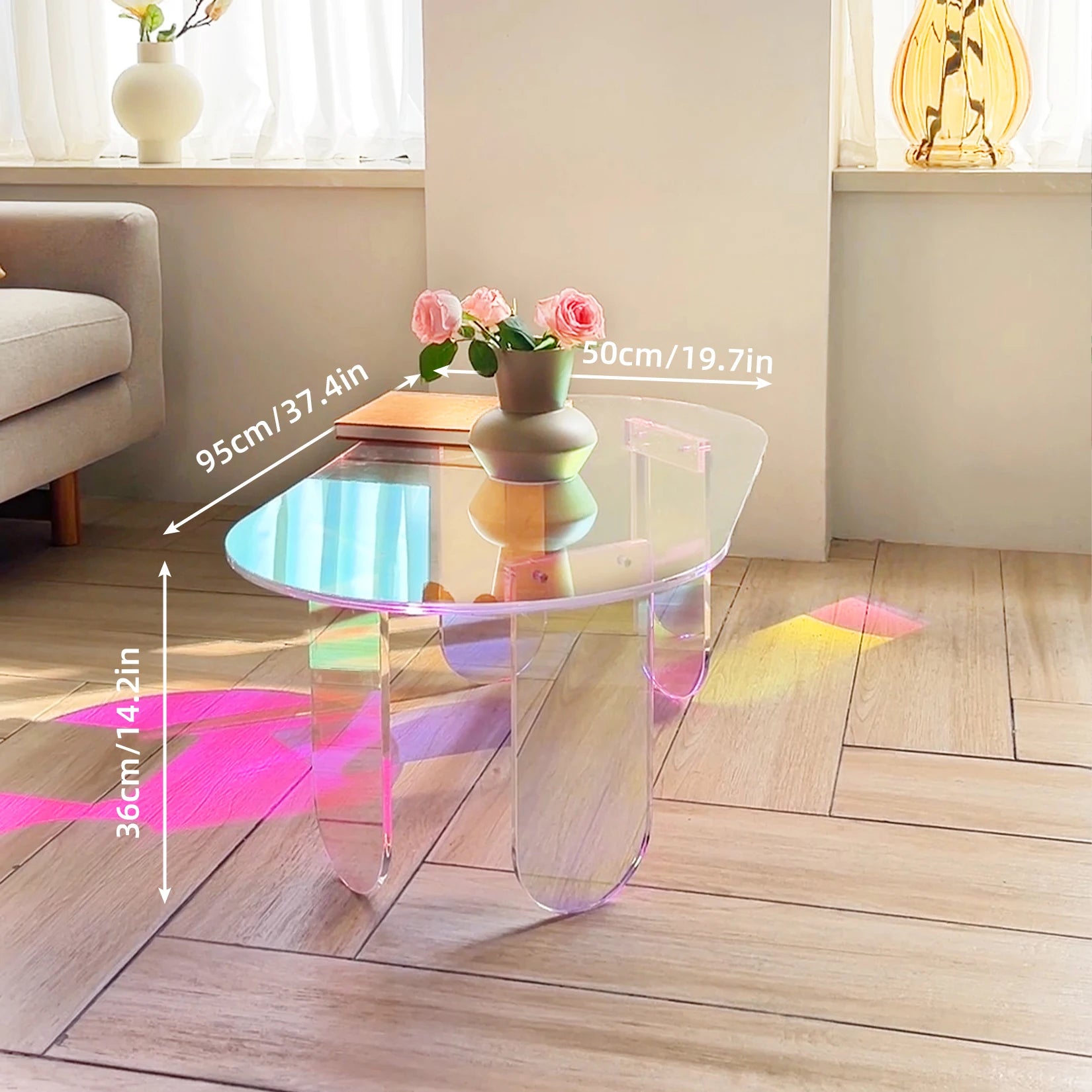 Acrylic Iridescent Coffee Table - Rainbow Highlights