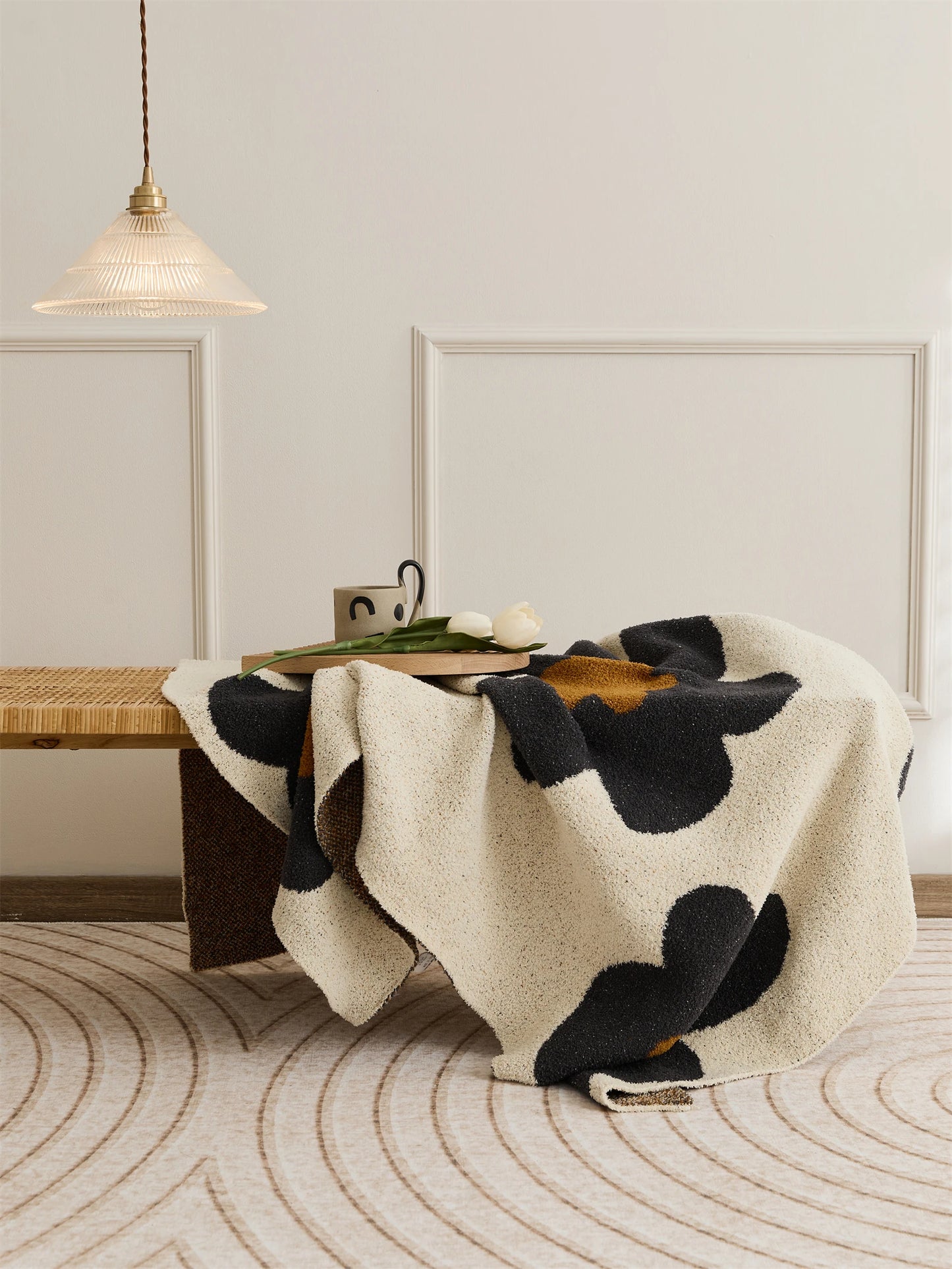 Soft Microfiber Throw Blanket -  Black Flowers