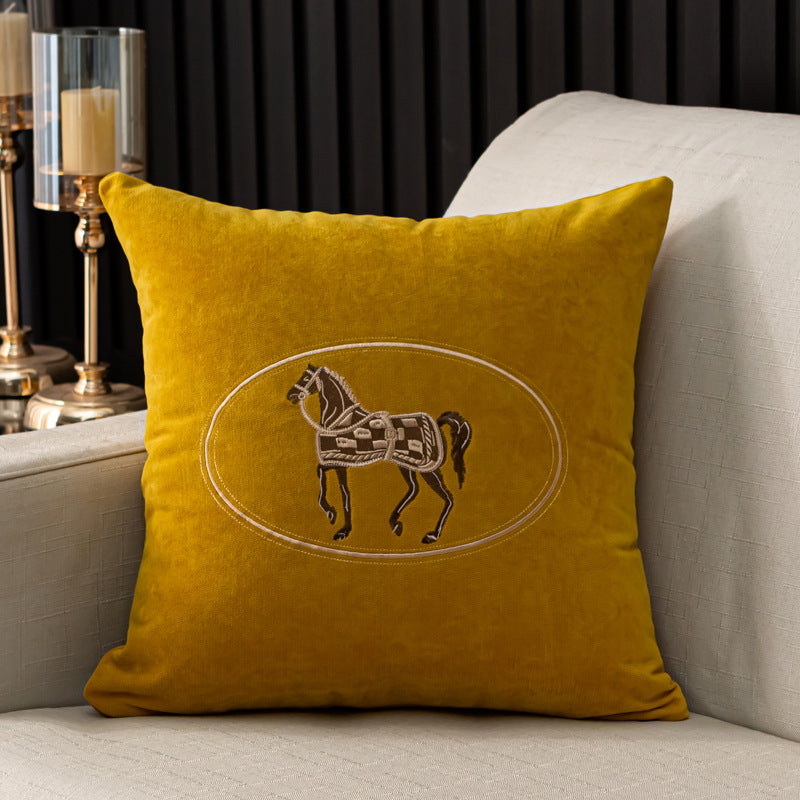 Cushion Cover Pillow case - embroidered Horse