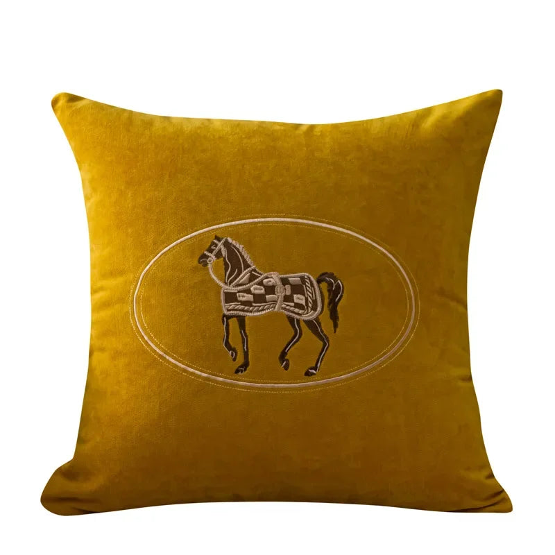 Cushion Cover Pillow case - embroidered Horse