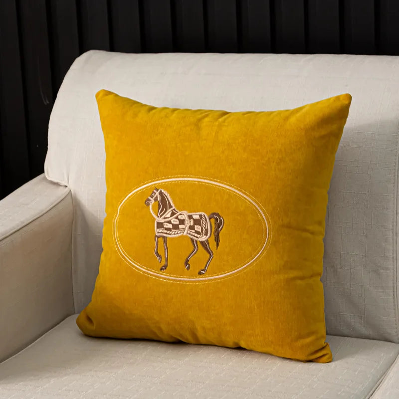 Cushion Cover Pillow case - embroidered Horse