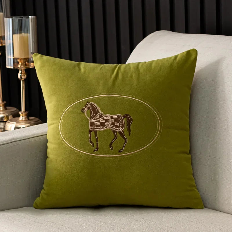 Cushion Cover Pillow case - embroidered Horse