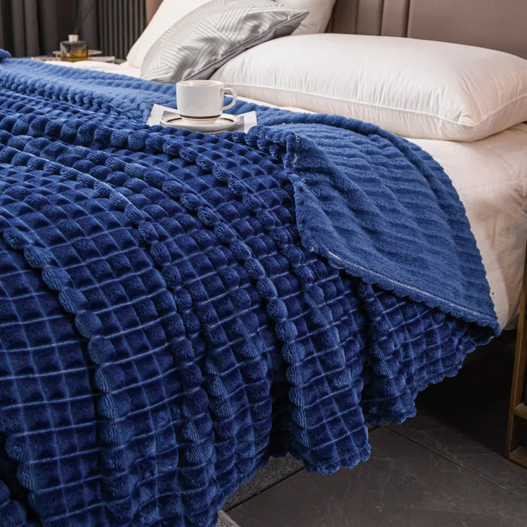 Soft Velvet  Flannel Throw Blanket -  Blue