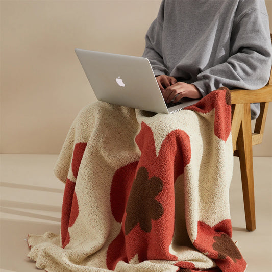 Soft Microfiber Throw Blanket -  Red Flowers