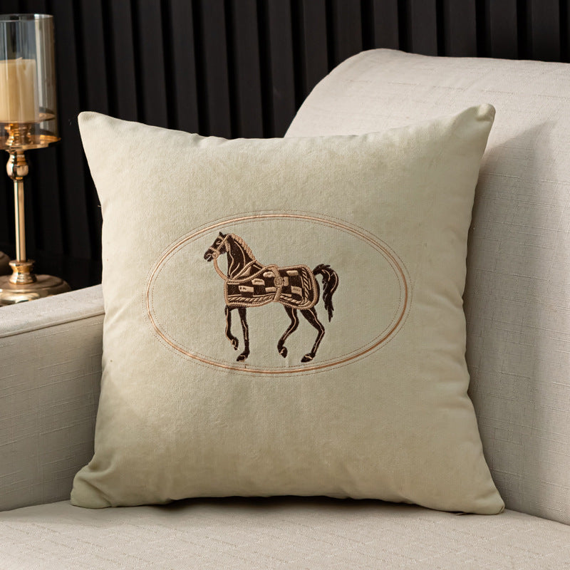 Cushion Cover Pillow case - embroidered Horse