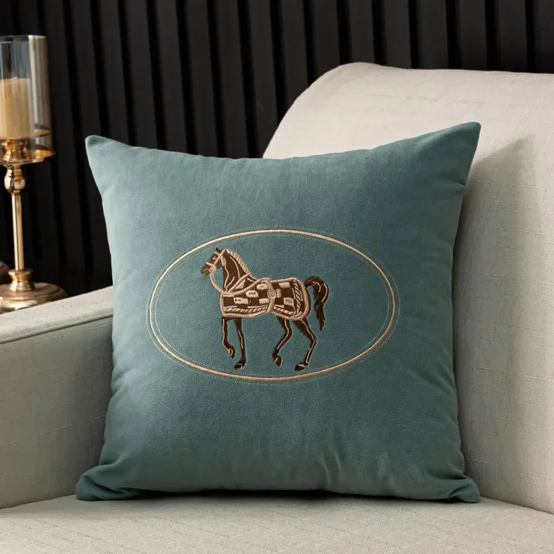 Cushion Cover Pillow case - embroidered Horse