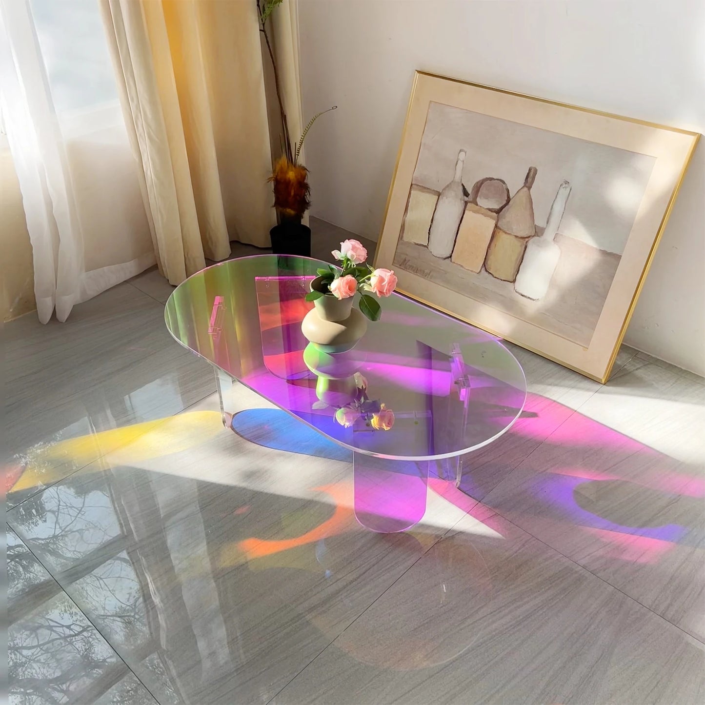 Acrylic Iridescent Coffee Table - Rainbow Highlights