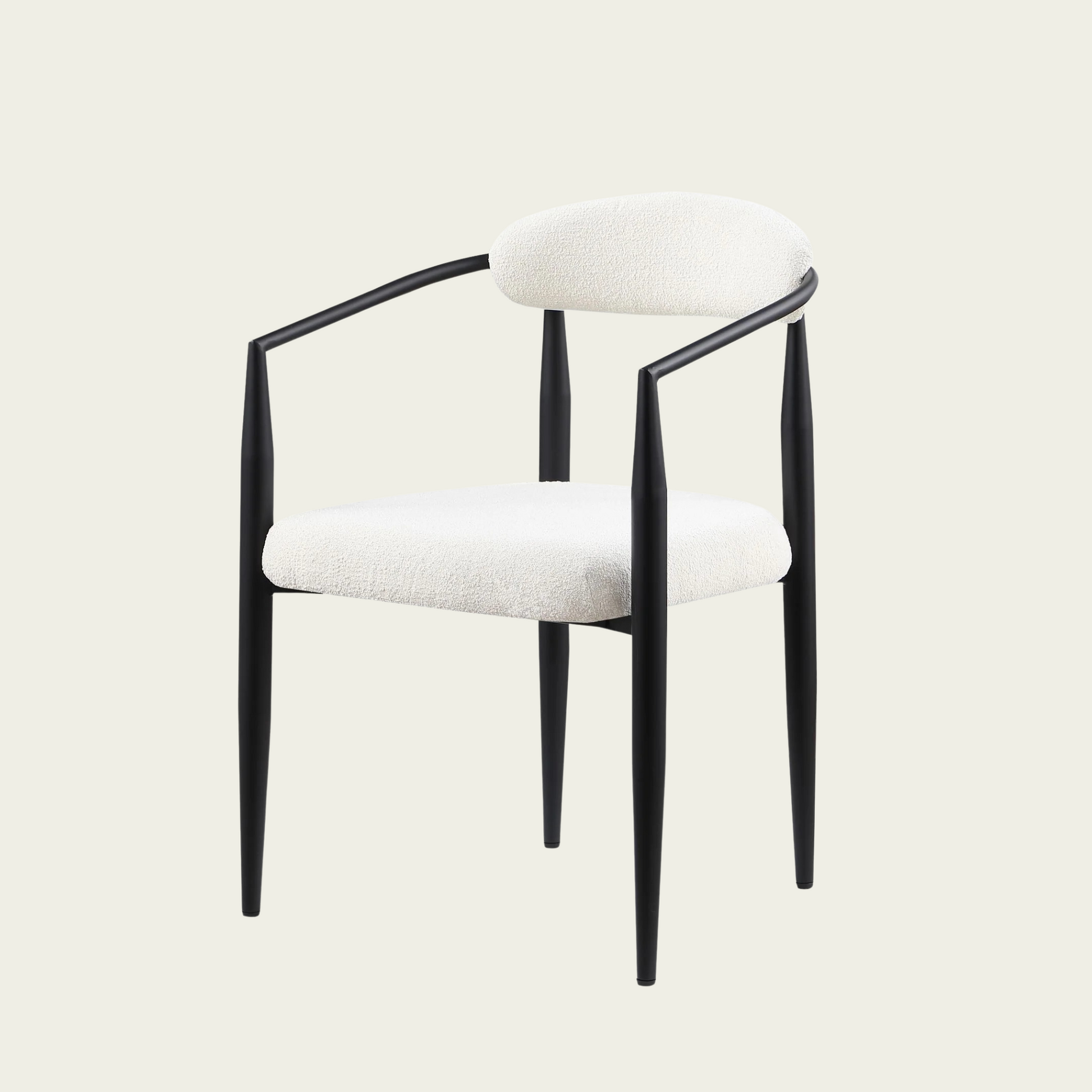 Set of 2 Mid-century modern backrest chairs | needle metal frame & White sherpa upholstery 11