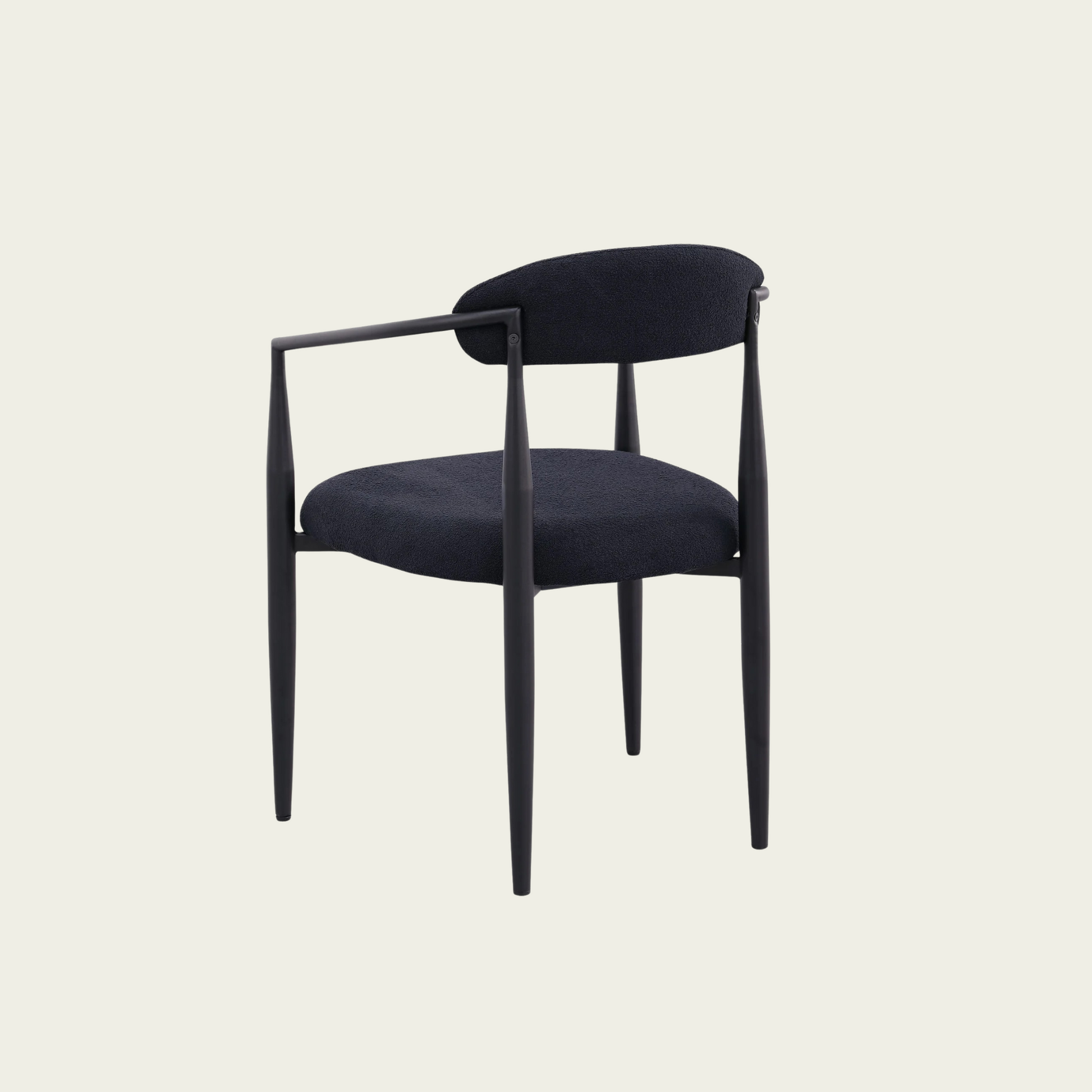 Set of 2 Mid-century modern backrest chairs | needle metal frame & black sherpa upholstery 11