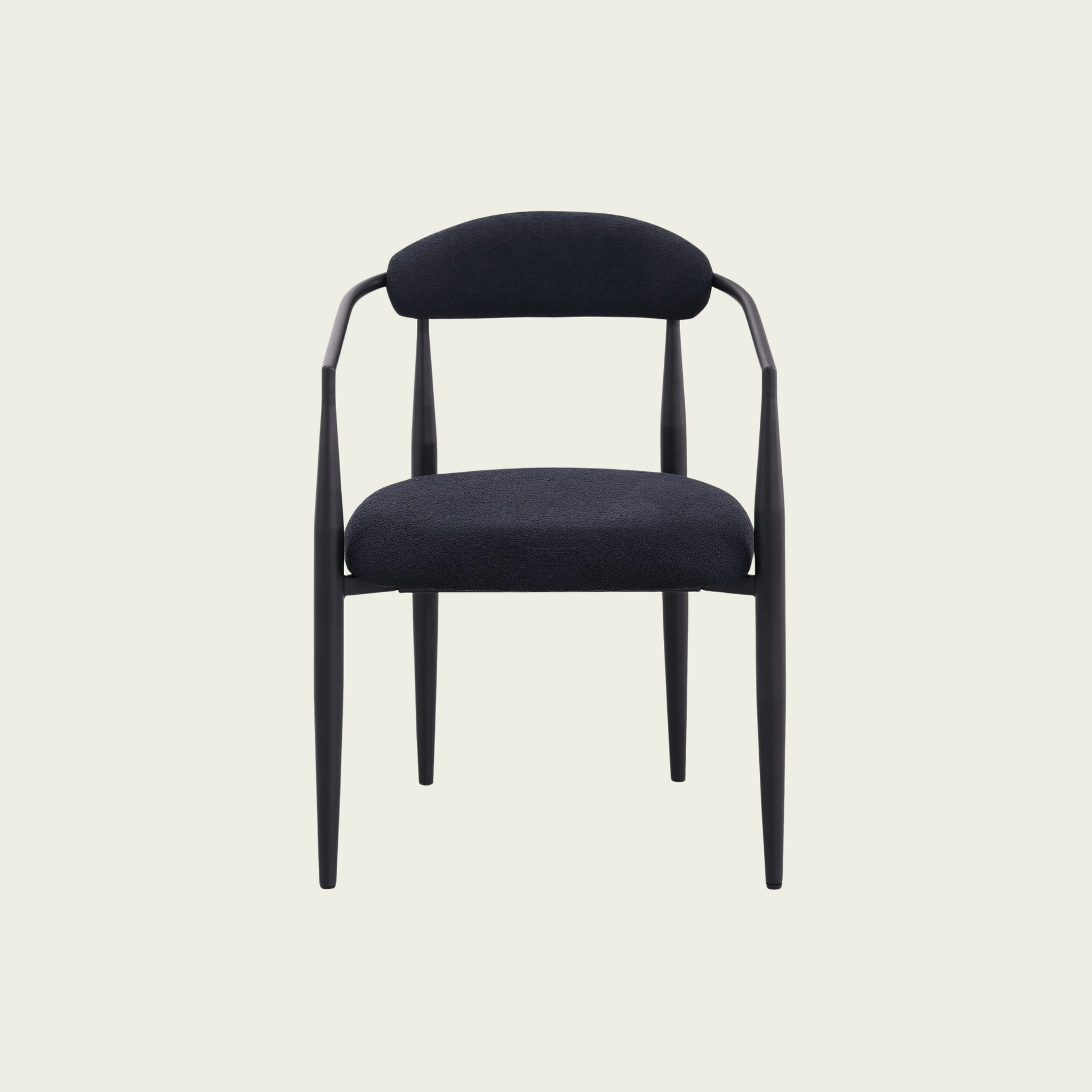 Set of 2 Mid-century modern backrest chairs | needle metal frame & black sherpa upholstery 22