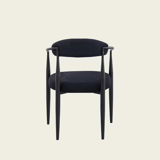 Set of 2 Mid-century modern backrest chairs | needle metal frame & black sherpa upholstery 33