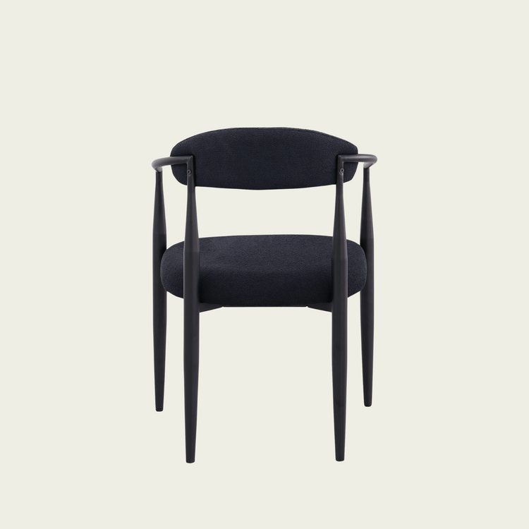 Set of 2 Mid-century modern backrest chairs | needle metal frame & black sherpa upholstery 33