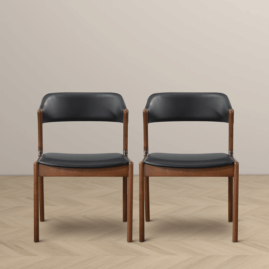Enzo Black Leather Dining Chair (Set Of 2)