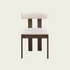 Set of 2 Mid century modern open back wood chairs | Boucle Upholstered Back and seat cushions 