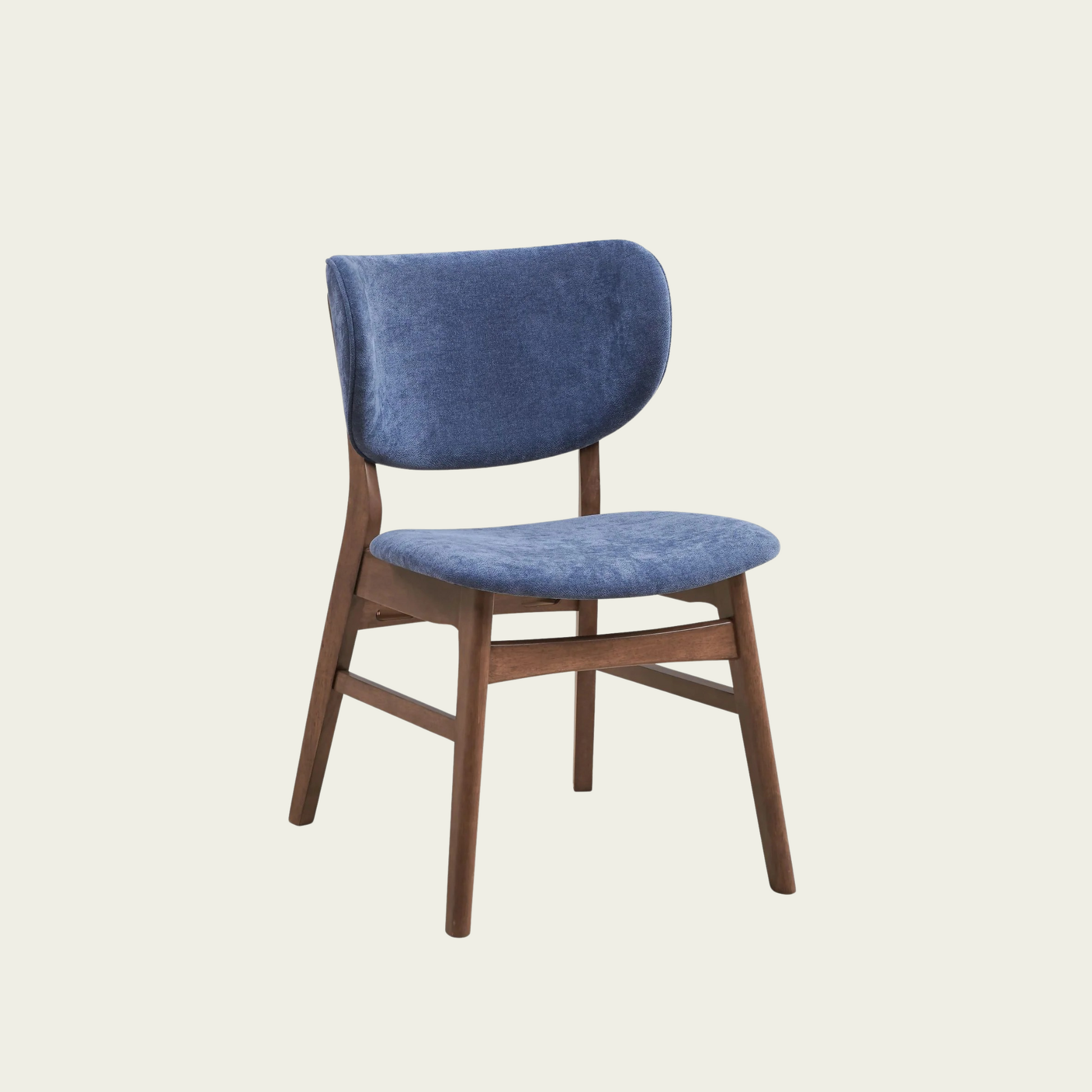 Blue And Walnut Padded Side Chair Set Of 2 Solid Blue Dining Room Foam Mid Century Modern Side Chair Solid Back Set Of 2 Wood Fabric