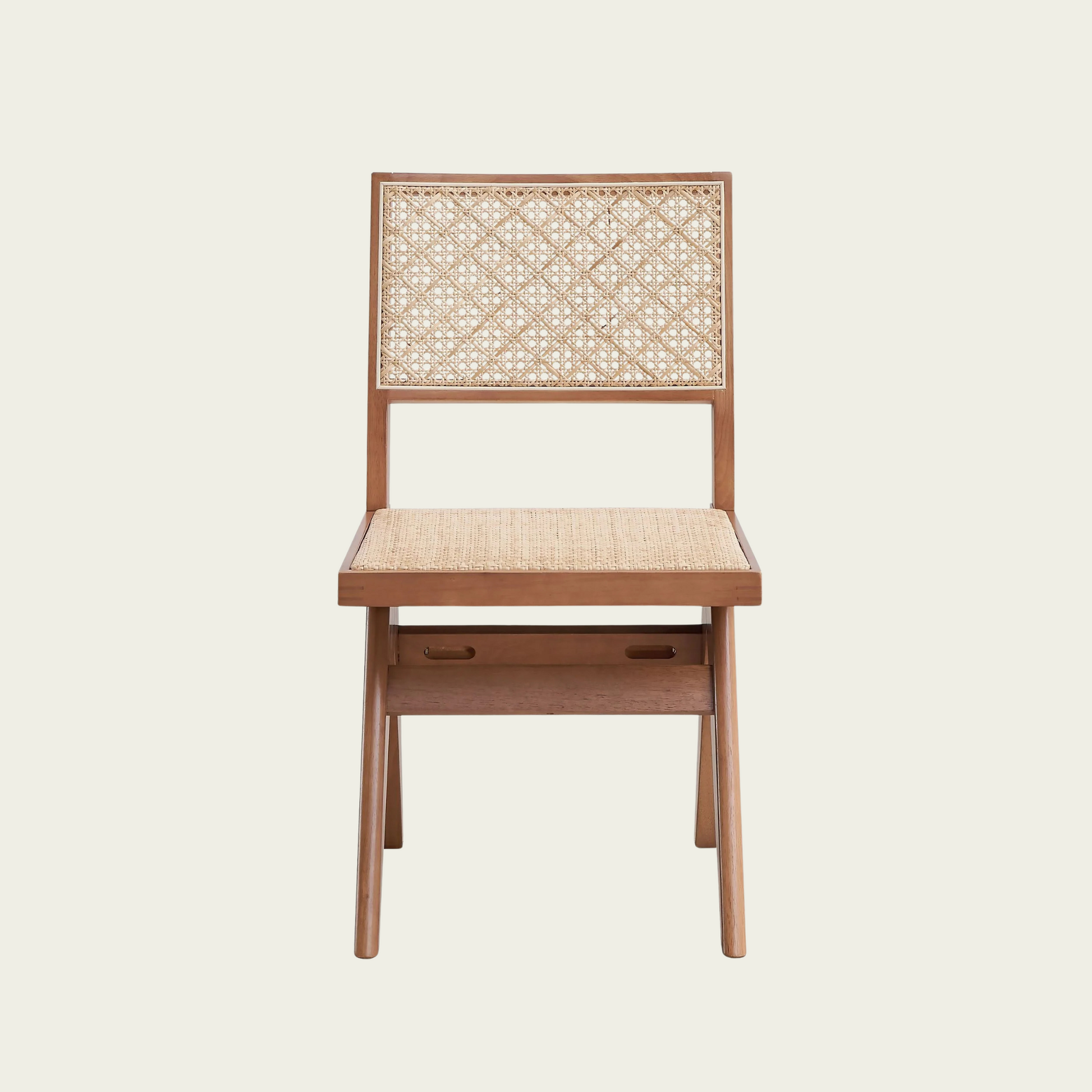  Set of 2 vintage wood chairs | rattan seat and back cushions 11