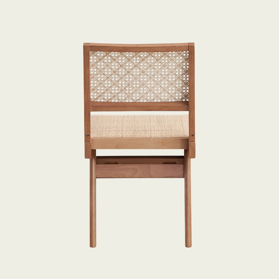  Set of 2 vintage wood chairs | rattan seat and back cushions 33