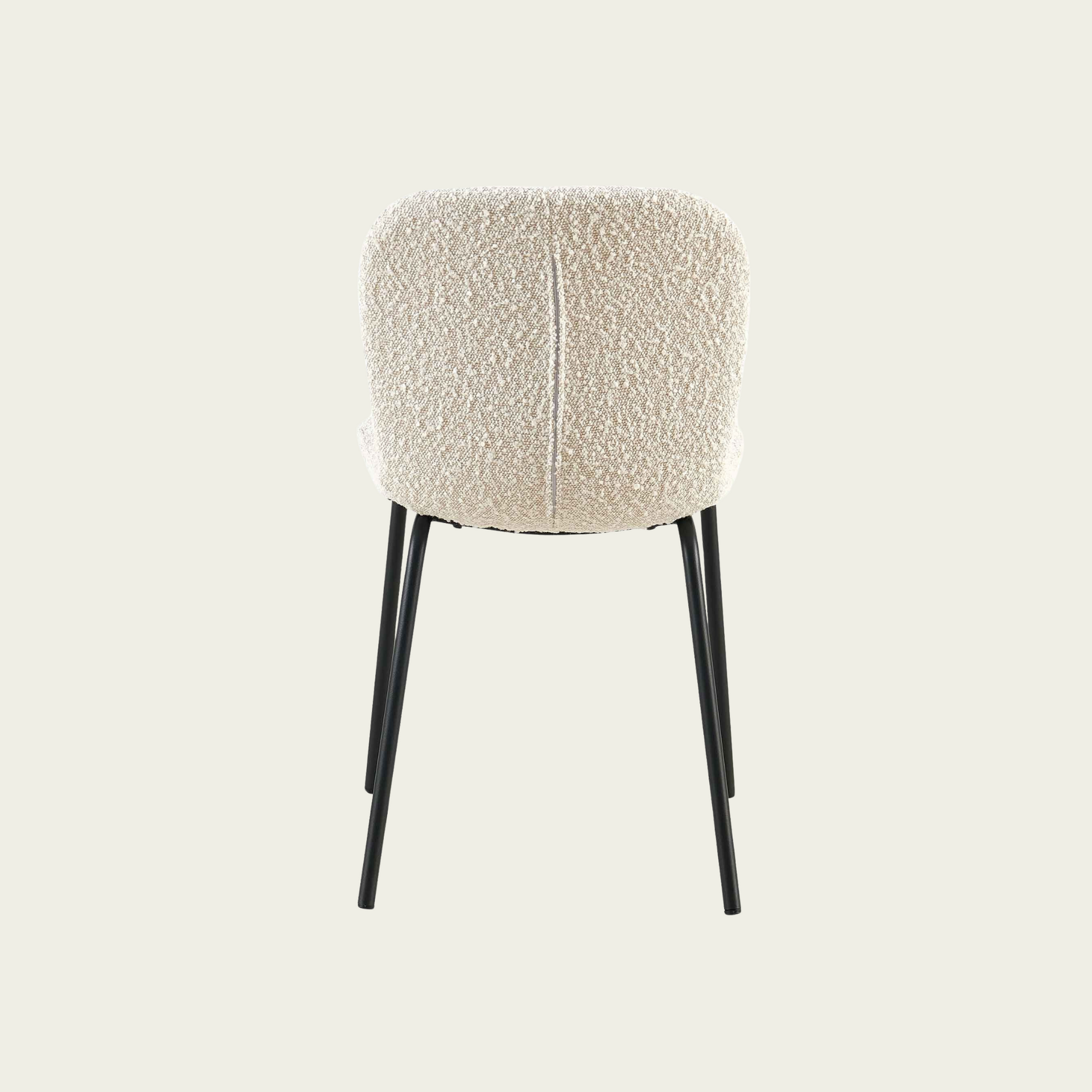 Set of 4 Mid century modern Off White seashell Chairs| Boucle upholstery & Black metal legs5
