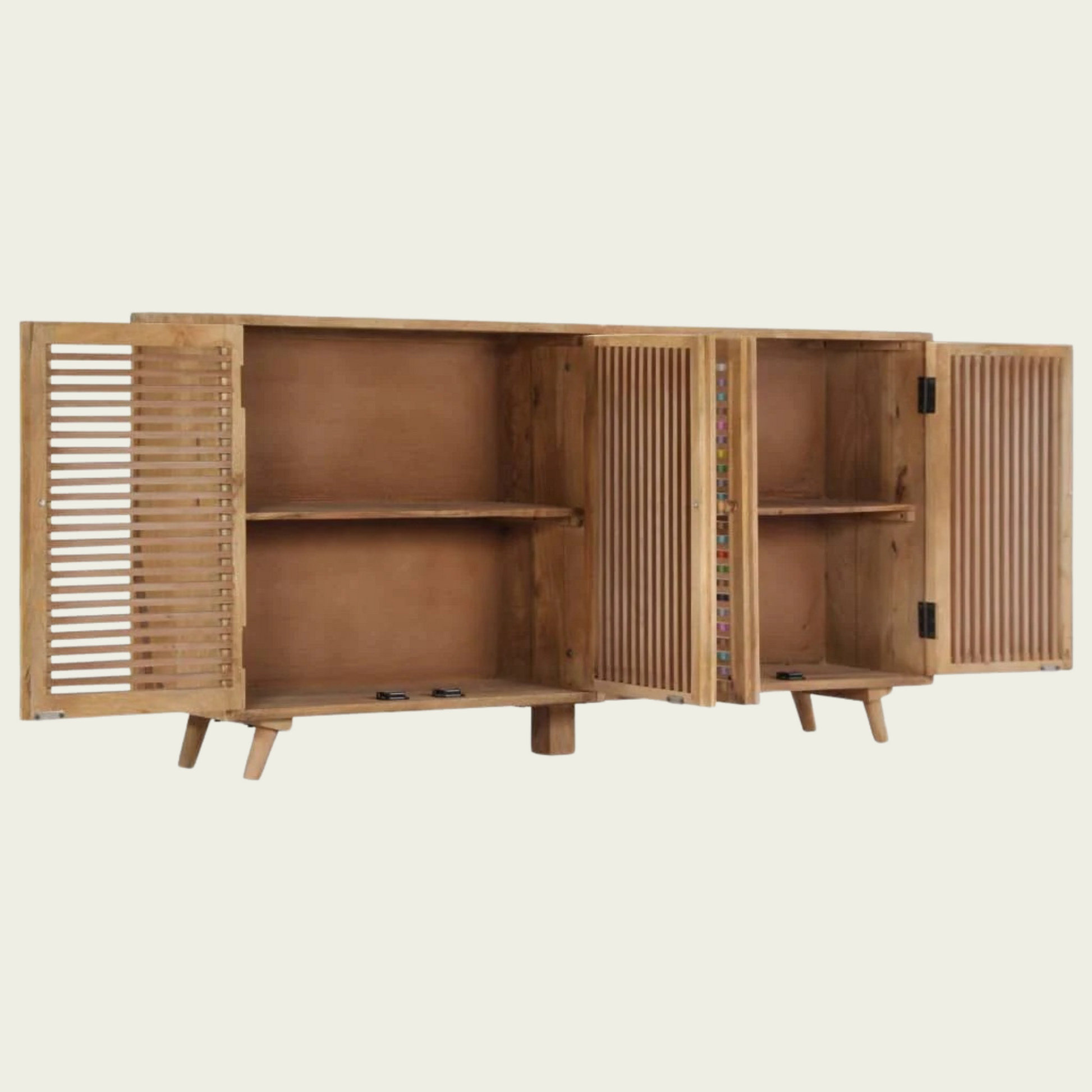 Solid Mango Wood Sideboard | Colored stripes 