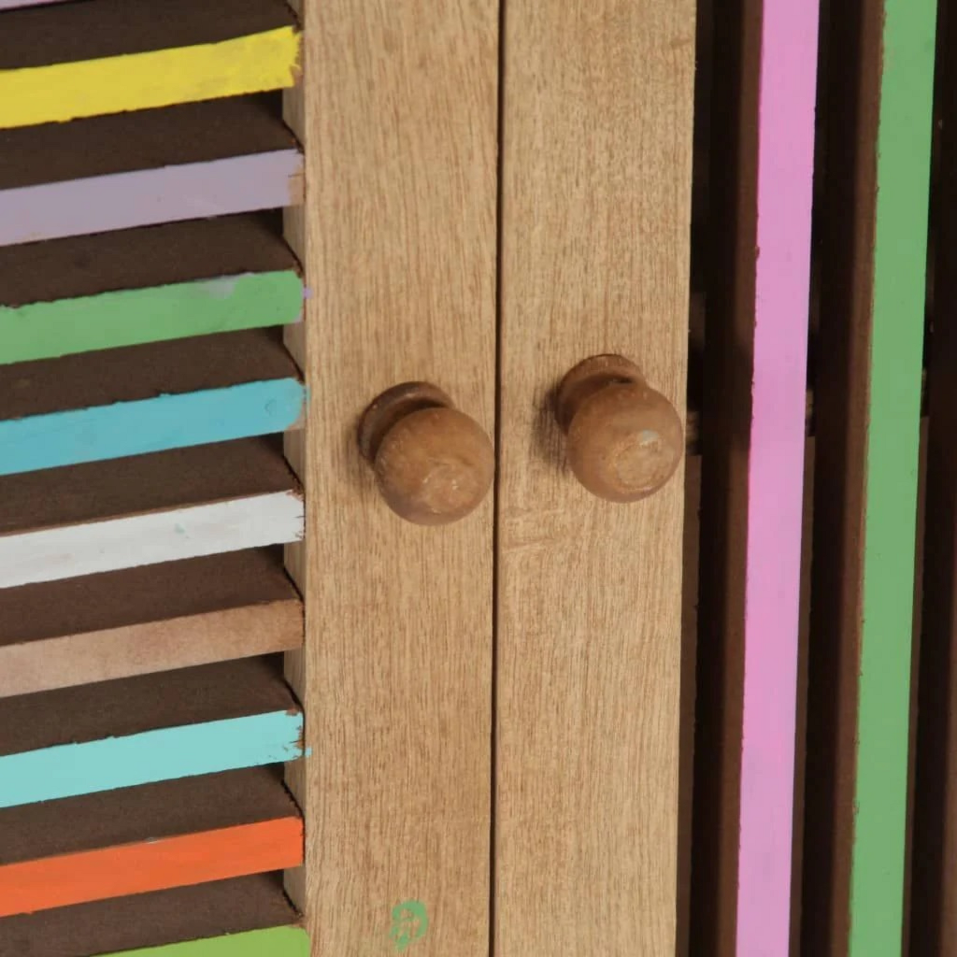 Solid Mango Wood Sideboard | Colored stripes 