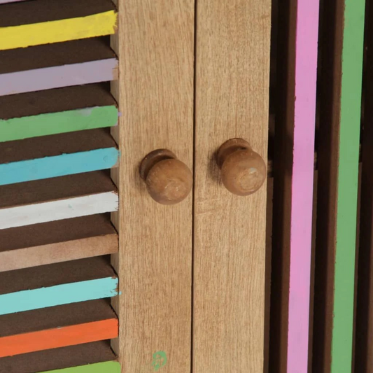 Solid Mango Wood Sideboard | Colored stripes