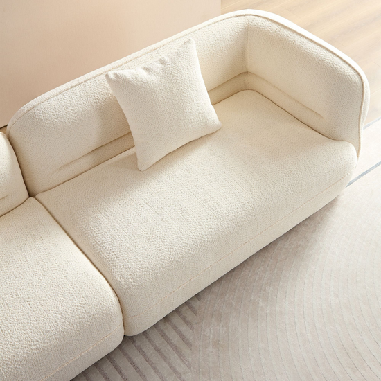 Ttwo piece modular sofa | Soft textured off-White cream fabric| plateform base | 2 matching cushions
