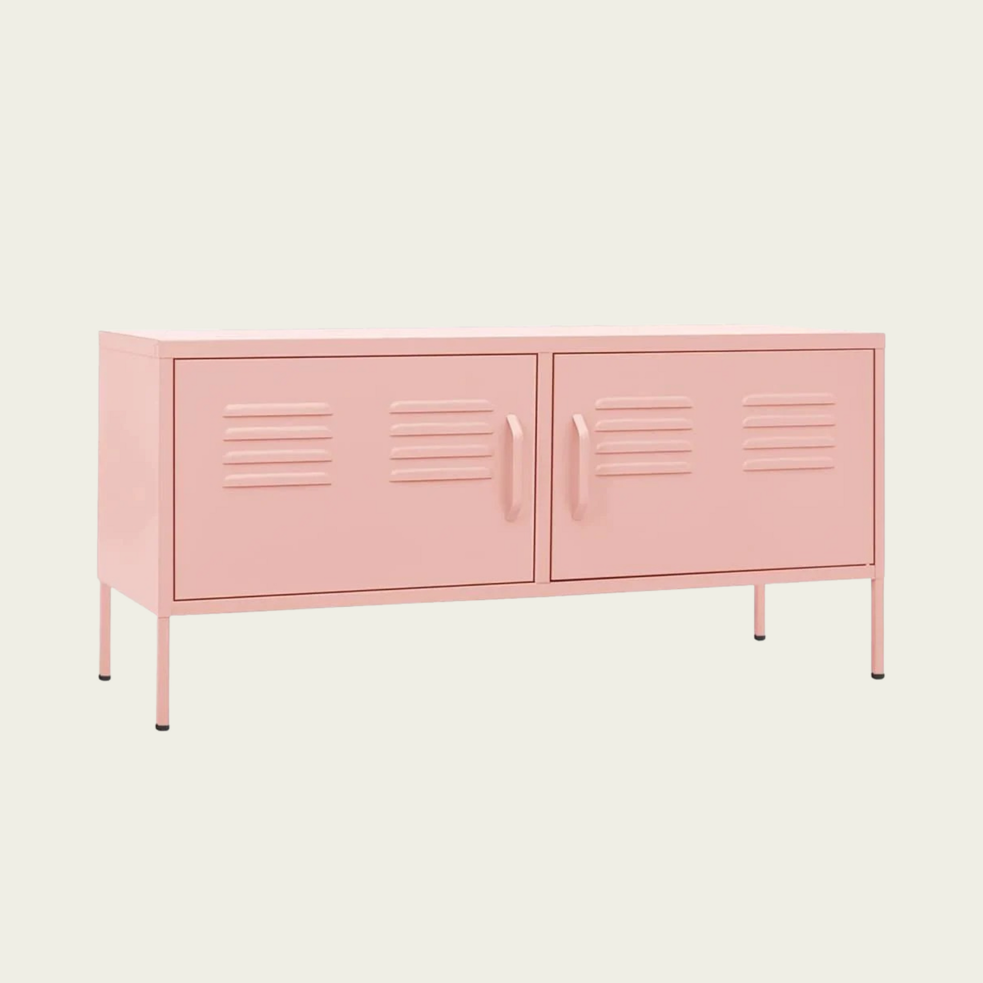 Vintage Steel TV Stand | Pink finish 41.3"x13.8"x19.7" 