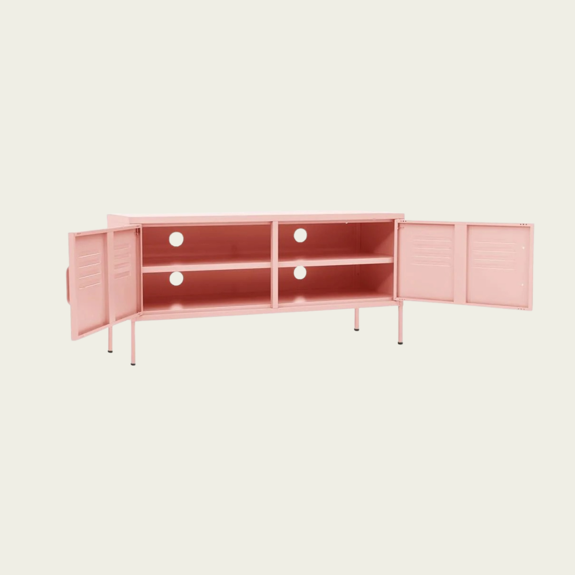 Vintage Steel TV Stand | Pink finish 41.3"x13.8"x19.7" 