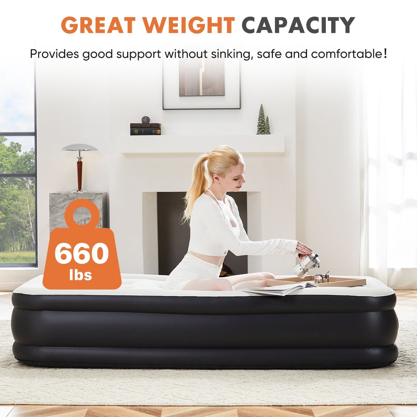 Inflatable Air Mattress with Built-in Pump, Queen Size 18 inch