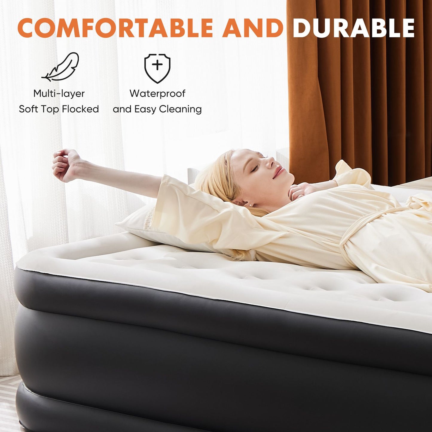 Inflatable Air Mattress with Built-in Pump, Queen Size 18 inch