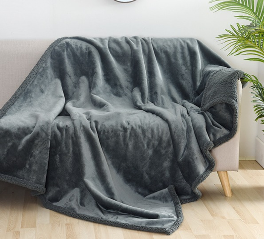 Grey Velvet Throw Blanket