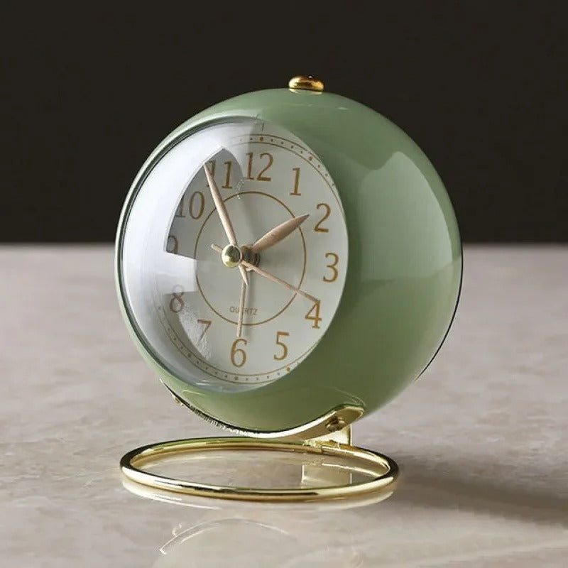 Vintage Round Tbable Clock Alarm - with Led Light Gold Stand