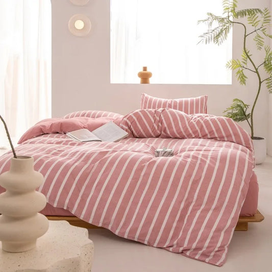 Striped Microfiber Bedset sheets & Pillow Case