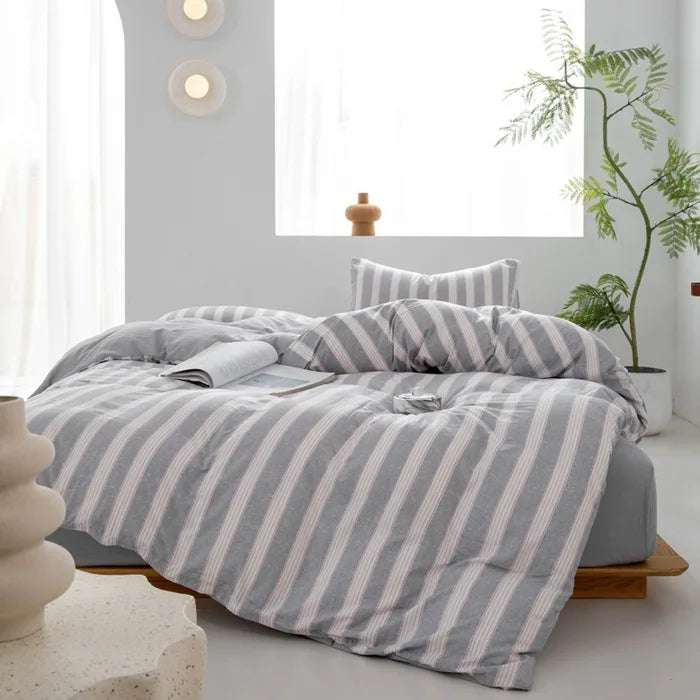 Striped Microfiber Bedset sheets & Pillow Case