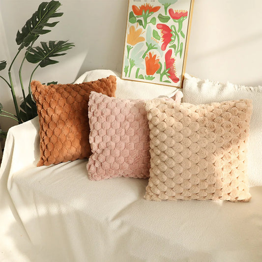 Tufted Geometric Decorative Cushion Pillow Case - Faux Fur