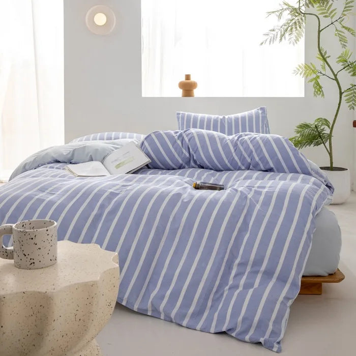 Striped Microfiber Bedset sheets & Pillow Case