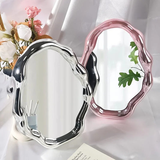 Irregular Vanity Makeup Mirror - Cloud Shape - Electroplated Metalic Finish