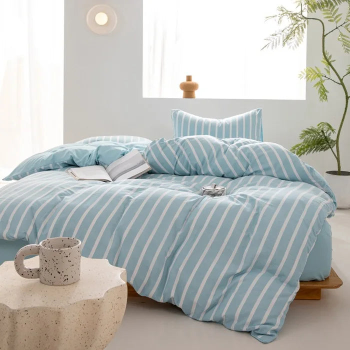 Striped Microfiber Bedset sheets & Pillow Case