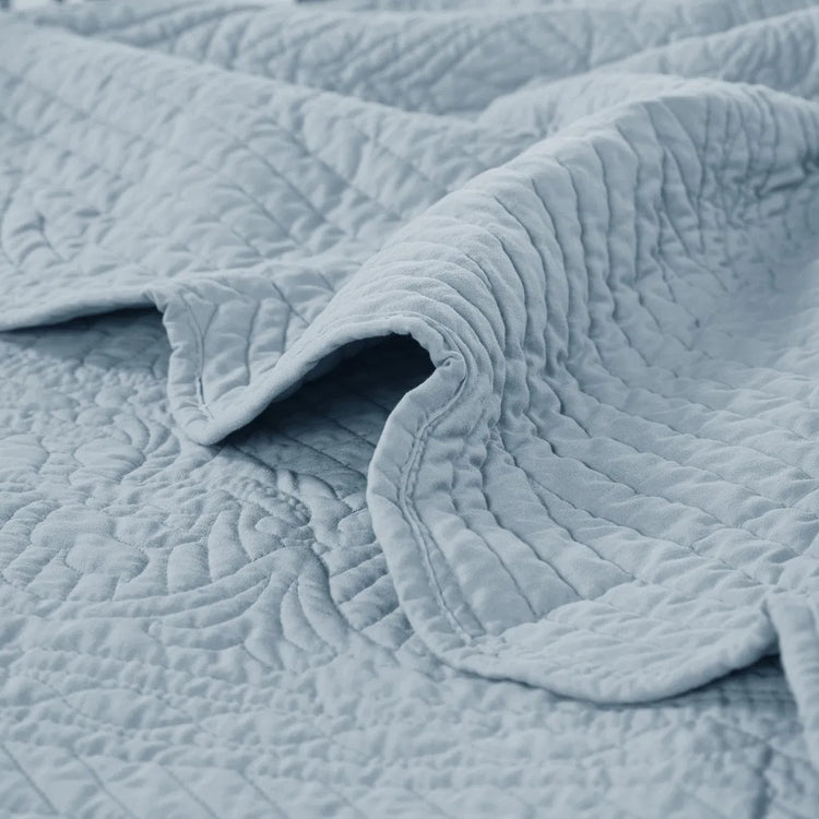 Oversized Quilted Throw with Scalloped Edges White 60x72"