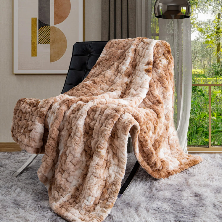 Ruched Faux Fur Throw