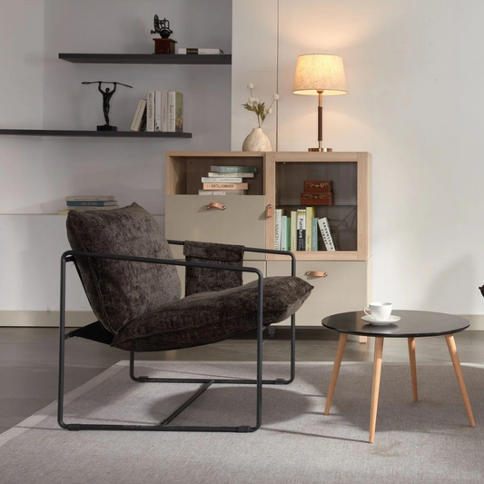 2 Chairs in 1 Box, Upholstered hanging armchair with arm pocket metal frame, crushed foam cushions and skin-friendly braid for living room and bedroom. Dark Gray