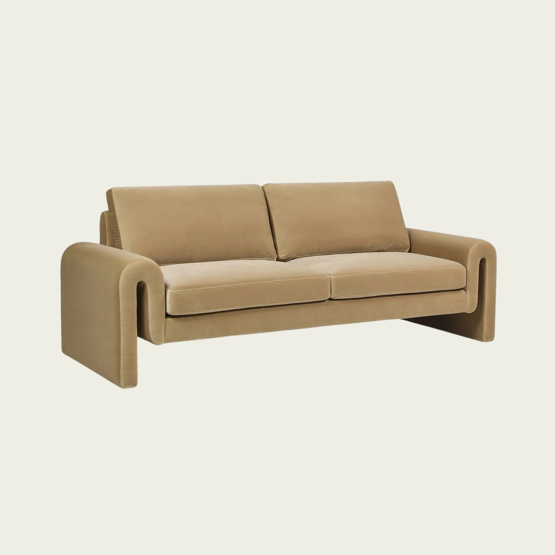 Mason 85" Arched Arm Sofa, Camel Brown Beige Performance Velvet