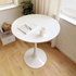 31.5" White Round Dining Table, Tulip Table Kitchen Dining Table 2-4 People with MDF Table Top & Pedestal Base, Mid-Century End Table Leisure Coffee Table Office Living Room Table